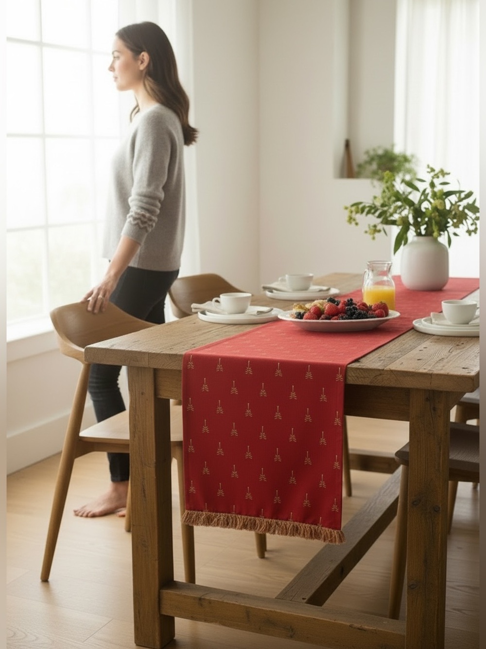Palm Print Table Runner 78" X 22" - Picture 2 of 3